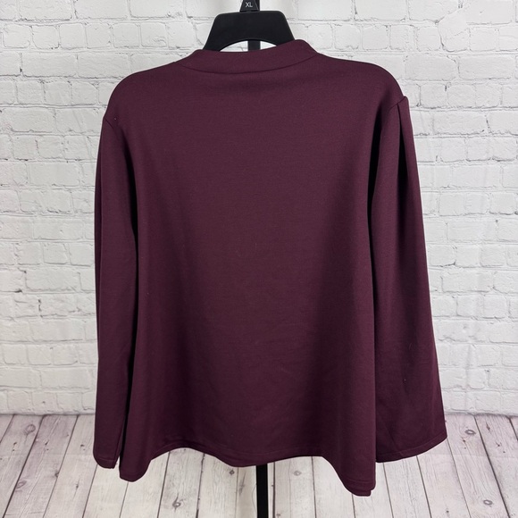 Ann Taylor Maroon Long Sleeve Button Shoulder  Sweatshirt Size XXL - Picture 6 of 7